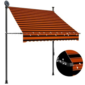 Diverse Hardware, Einziehbare Markise Handbetrieben mit LED 150 cm Orange Braun, vidaXL Einziehbare Markise Handbetrieben mit LED 150 cm Orange Braun