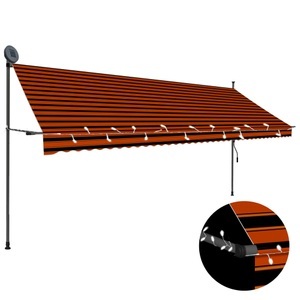 Diverse Hardware, Einziehbare Markise Handbetrieben mit LED 400 cm Orange Braun, vidaXL Einziehbare Markise Handbetrieben mit LED 400 cm Orange Braun