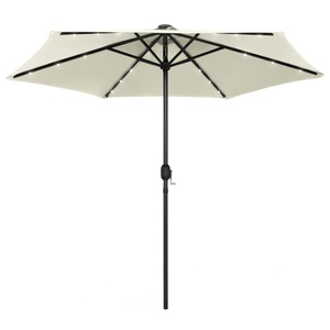 vidaXL, vidaXL Sonnenschirm mit LED-Leuchten & Aluminium-Mast 270 cm Sandweiß, vidaXL Sonnenschirm mit LED-Beleuchtung und Alu-Mast 270 cm Sandweiß