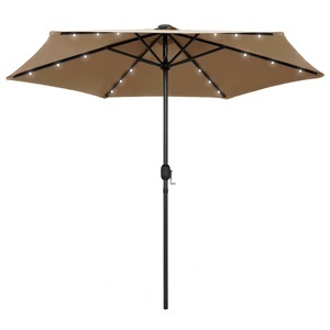 Diverse Hardware, Sonnenschirm mit LED-Leuchten & Aluminium-Mast 270 cm Taupe, vidaXL Sonnenschirm mit LED-Beleuchtung und Alu-Mast 270 cm Taupe