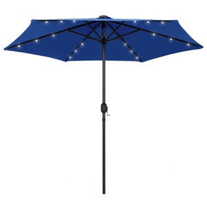 Diverse Hardware, Sonnenschirm mit LED-Leuchten & Aluminium-Mast 270 cm Azurblau, vidaXL Sonnenschirm mit LED-Beleuchtung und Alu-Mast 270 cm Azurblau