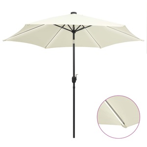 vidaXL, vidaXL Sonnenschirm mit LED-Leuchten & Aluminium-Mast 300 cm Sandweiß