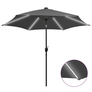 Diverse Hardware, Sonnenschirm mit LED-Leuchten & Aluminium-Mast 300 cm Anthrazit