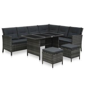 vidaXL, vidaXL 4-tlg. Garten-Lounge-Set mit Kissen Poly Rattan Grau