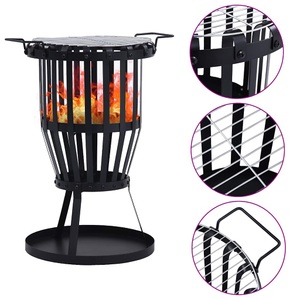 Diverse Hardware, Garten-Feuerkorb mit Grillrost Stahl 47,5 cm, vidaXL Garten-Feuerkorb mit Grillrost Stahl 47,5 cm