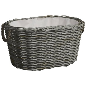 Diverse Hardware, Holzkorb mit Tragegriffen 60x40x28 cm Grau Weide
