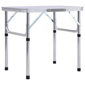 vidaXL, vidaXL Klappbarer Campingtisch Weiß Aluminium 60x45 cm, vidaXL Klappbarer Campingtisch Weiß Aluminium 60x45 cm