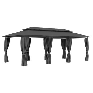 vidaXL, vidaXL Pavillon mit Vorhängen 600x298x270 cm Anthrazit