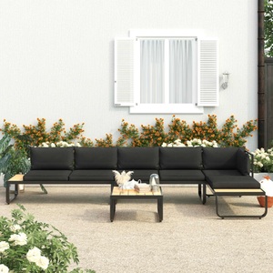 Diverse Hardware, 4-tlg. Garten-Ecksofa-Set mit Auflagen Aluminium und WPC