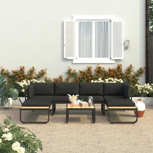 Diverse Hardware, 4-tlg. Garten-Ecksofa-Set mit Auflagen Aluminium und WPC