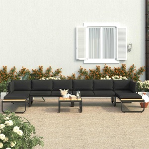 Diverse Hardware, 5-tlg. Garten-Ecksofa-Set mit Auflagen Aluminium und WPC