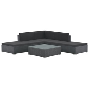 vidaXL, vidaXL 6-tlg. Garten-Lounge-Set mit Kissen Poly Rattan Schwarz