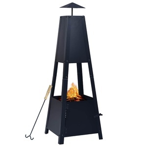 vidaXL, vidaXL Feuerstelle Schwarz 35×35×99 cm Stahl, vidaXL Feuerstelle Schwarz 35×35×99 cm Stahl