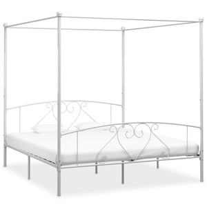 Diverse Hardware, Himmelbett-Gestell Weiss Metall 200 x 200 cm