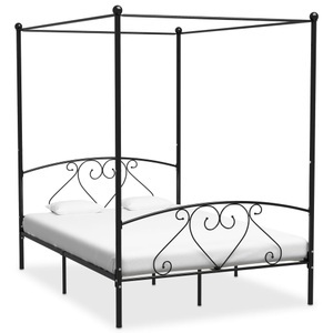 Diverse Hardware, Himmelbett-Gestell Schwarz Metall 140 x 200 cm