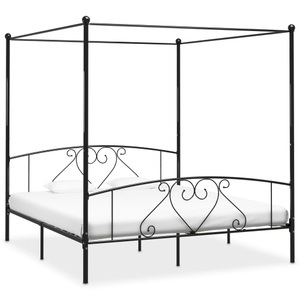 Diverse Hardware, Himmelbett-Gestell Schwarz Metall 180 x 200 cm