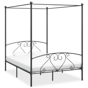 Diverse Hardware, Himmelbett-Gestell Grau Metall 160 x 200 cm