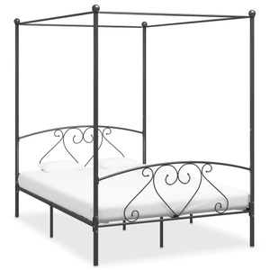 Diverse Hardware, Himmelbett-Gestell Grau Metall 160 x 200 cm