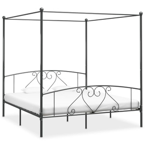 Himmelbett-Gestell Grau Metall 200 x 200 cm