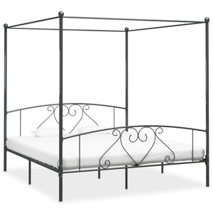 Diverse Hardware, Himmelbett-Gestell Grau Metall 200 x 200 cm
