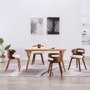 vidaXL, vidaXL Esszimmerstühle 4 Stk. Creme Bugholz und Kunstleder, vidaXL Esszimmerstühle 4 Stk. Creme Bugholz und Kunstleder