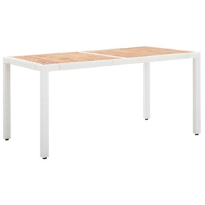 vidaXL, vidaXL Gartentisch Weiß 150x90x75 cm Poly Rattan und Massivholz Akazie, 