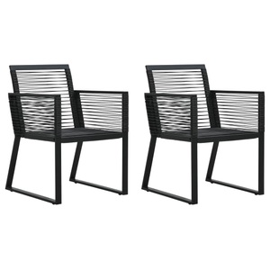 vidaXL, vidaXL Gartenstühle 2 Stk. Schwarz PVC Rattan, vidaXL Gartenstühle 2 Stk. Schwarz PVC Rattan
