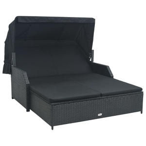 Diverse Hardware, 2-Personen-Sonnenliege mit Sonnendach Poly Rattan Grau, vidaXL 2-Personen-Sonnenliege mit Sonnendach Poly Rattan Schwarz