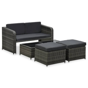 Diverse Hardware, 4-tlg. Garten-Lounge-Set mit Auflagen Poly Rattan Anthrazit