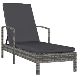 Diverse Hardware, Sonnenliege mit Armlehnen Poly Rattan Grau, vidaXL Sonnenliege mit Armlehnen Poly Rattan Grau