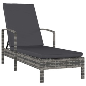 Diverse Hardware, Sonnenliege mit Armlehnen Poly Rattan Grau