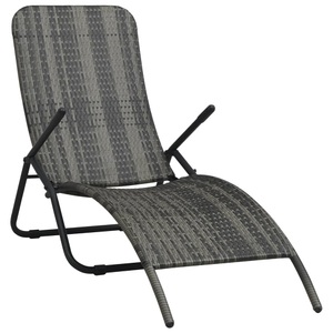 Diverse Hardware, Klappbare Sonnenliege Poly Rattan Grau