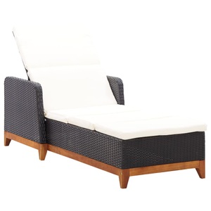 Diverse Hardware, Sonnenliege Poly Rattan und Massivholz Akazie Schwarz, vidaXL Sonnenliege Poly Rattan und Massivholz Akazie Schwarz
