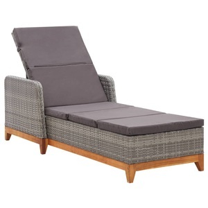 Diverse Hardware, Sonnenliege Poly Rattan und Massivholz Akazie Grau, vidaXL Sonnenliege Poly Rattan und Massivholz Akazie Grau