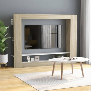 Diverse Hardware, TV-Schrank Weiss Sonoma-Eiche 152x22x113 cm Spanplatte, vidaXL TV-Schrank Weiß und Sonoma-Eiche 152x22x113 cm Holzwerkstoff