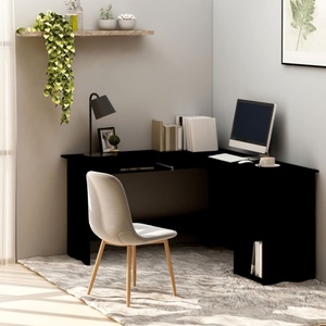 vidaXL, vidaXL Eckschreibtisch in L-Form Schwarz 120×140×75 cm Spanplatte