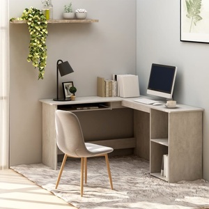 vidaXL, vidaXL Eckschreibtisch in L-Form Betongrau 120×140×75 cm Spanplatte