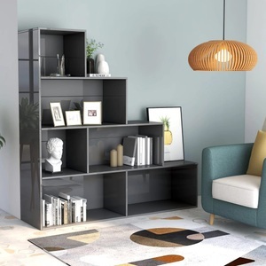 vidaXL, vidaXL Bücherregal/Raumteiler Hochglanz-Grau 155x24x160 cm Spanplatte