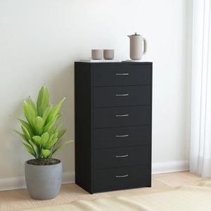 Diverse Hardware, Sideboard mit 7 Schubladen Schwarz 50 x 34 x 96 cm Spanplatte