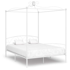 Diverse Hardware, Himmelbett-Gestell Weiss Metall 180 x 200 cm