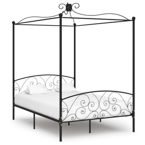 Diverse Hardware, Himmelbett-Gestell Schwarz Metall 140 x 200 cm