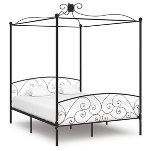 Diverse Hardware, Himmelbett-Gestell Schwarz Metall 160 x 200 cm