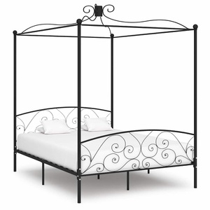 Diverse Hardware, Himmelbett-Gestell Schwarz Metall 180 x 200 cm