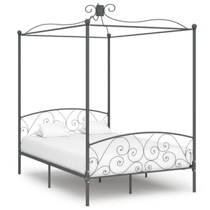 Diverse Hardware, Himmelbett-Gestell Grau Metall 140 x 200 cm