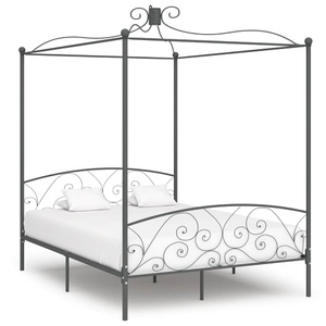 Diverse Hardware, Himmelbett-Gestell Grau Metall 180 x 200 cm