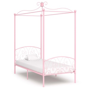 Diverse Hardware, Himmelbett-Gestell Rosa Metall 100 x 200 cm