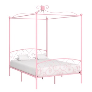 Diverse Hardware, Himmelbett-Gestell Rosa Metall 120 x 200 cm