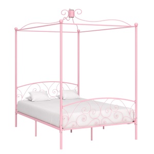 Diverse Hardware, Himmelbett-Gestell Rosa Metall 140 x 200 cm