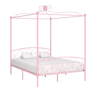 Diverse Hardware, Himmelbett-Gestell Rosa Metall 160 x 200 cm