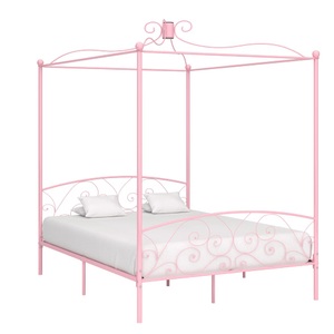 Diverse Hardware, Himmelbett-Gestell Rosa Metall 180 x 200 cm